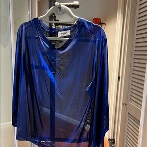 Women's Blue Sheer Top